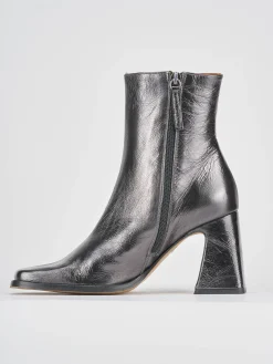 Stivaletti tacco 7cm pelle argento