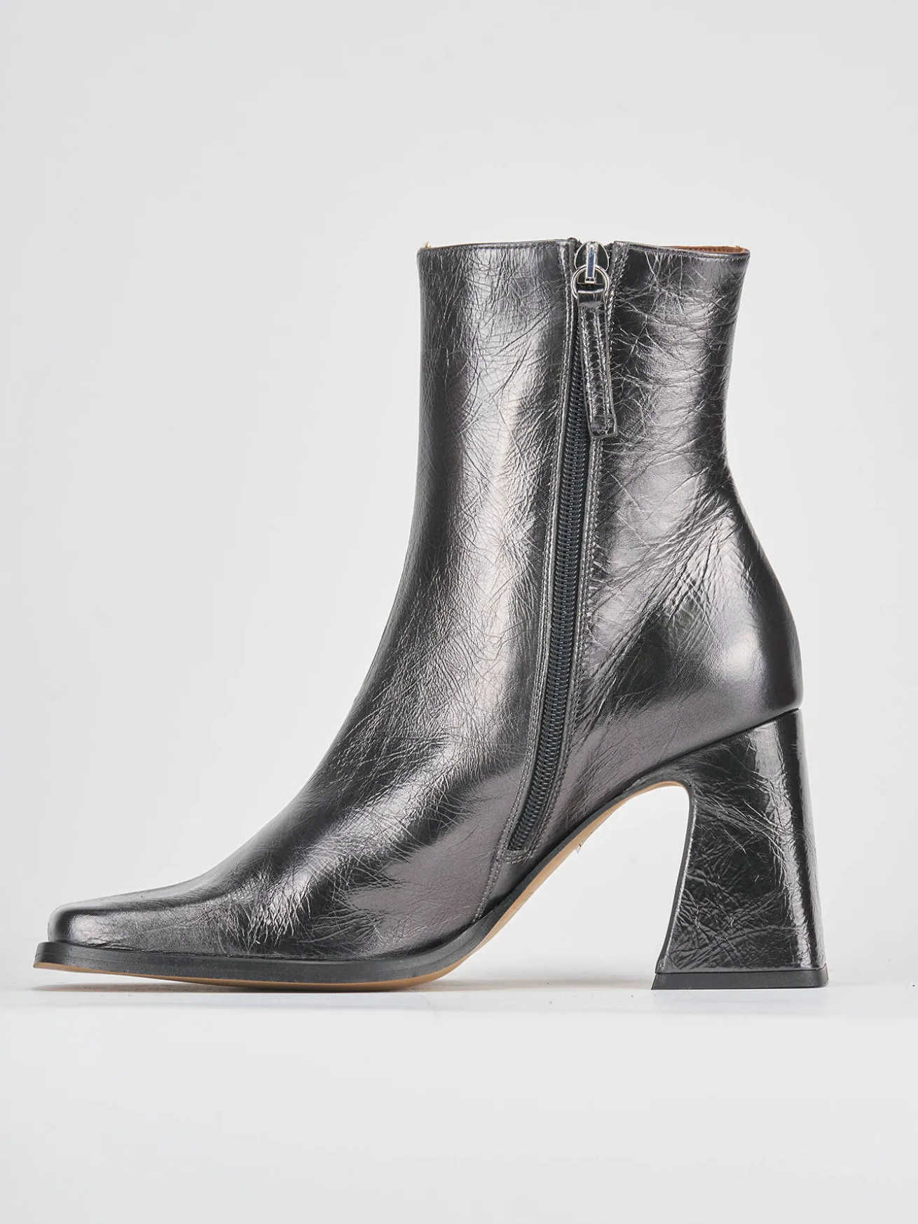 Stivaletti tacco 7cm pelle argento