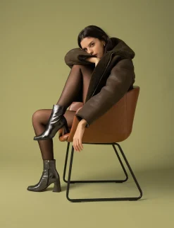 Stivaletti tacco 7cm pelle argento