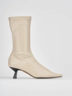 Stivaletti tacco 5cm pelle beige