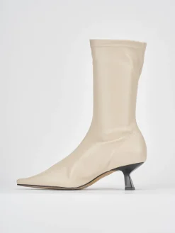 Stivaletti tacco 5cm pelle beige