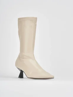 Stivaletti tacco 5cm pelle beige
