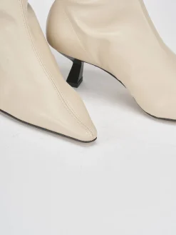 Stivaletti tacco 5cm pelle beige