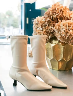 Stivaletti tacco 5cm pelle beige