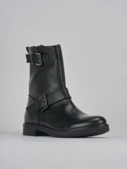 Stivaletti tacco 2cm pelle nero