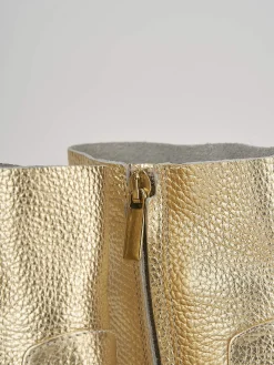 Stivaletti tacco 7cm pelle oro