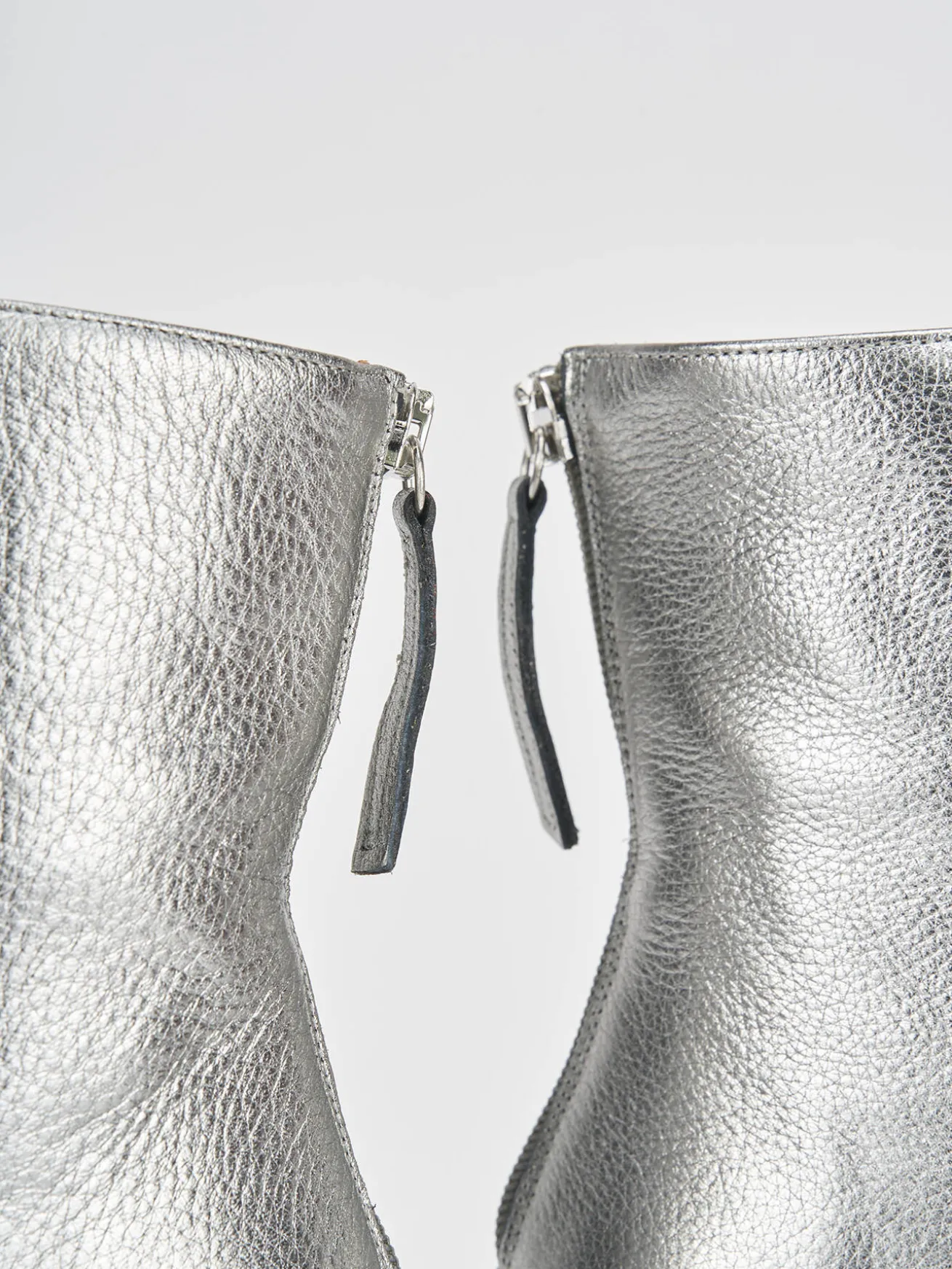 Stivaletti tacco 6cm pelle argento