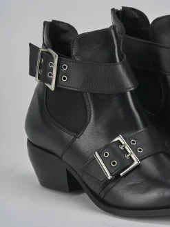 Stivaletti tacco 4cm pelle nero