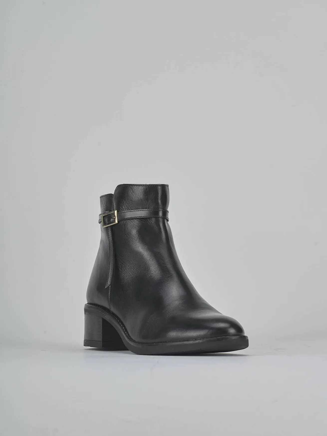 Stivaletti tacco 4cm pelle nero