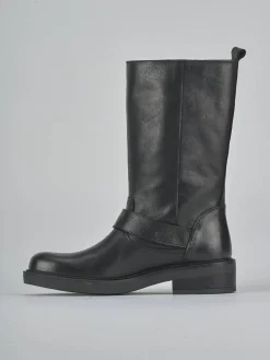 Stivaletti tacco 3cm pelle nero