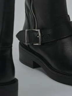 Stivaletti tacco 3cm pelle nero