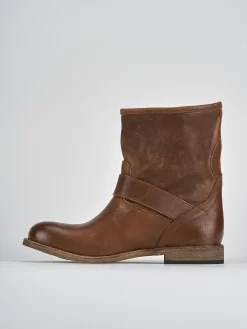 Stivaletti tacco 1cm pelle marrone