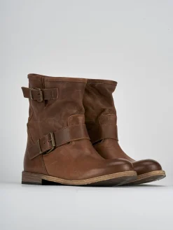 Stivaletti tacco 1cm pelle marrone