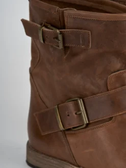 Stivaletti tacco 1cm pelle marrone