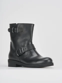 Stivaletti tacco 3cm pelle nero