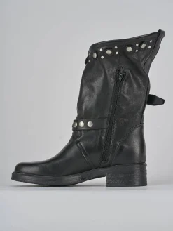 Stivaletti tacco 3cm pelle nero