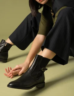 Stivaletti tacco 2cm pelle nero