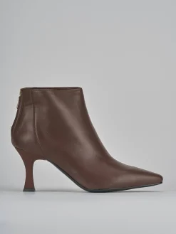 Stivaletti tacco 7cm pelle marrone