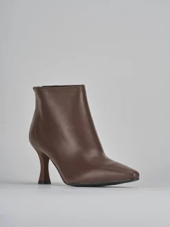 Stivaletti tacco 7cm pelle marrone