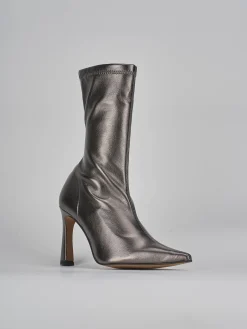 Stivaletti tacco 9cm pelle argento