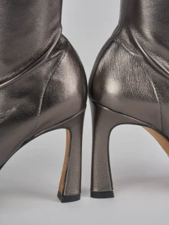 Stivaletti tacco 9cm pelle argento