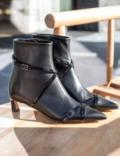 Stivaletti tacco 5cm pelle nero