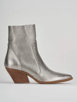 Stivaletti tacco 7cm pelle argento