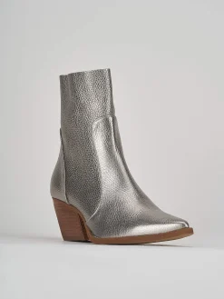 Stivaletti tacco 7cm pelle argento