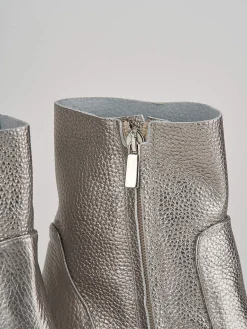 Stivaletti tacco 7cm pelle argento