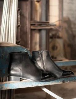 Stivaletti tacco 3cm pelle nero