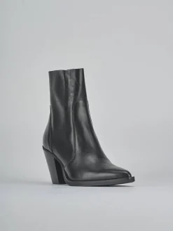 Stivaletti tacco 6cm pelle nero