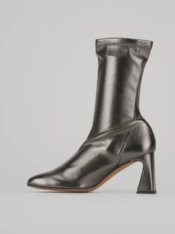 Stivaletti tacco 8cm pelle argento