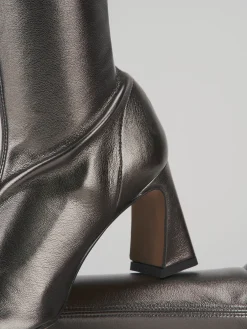 Stivaletti tacco 8cm pelle argento