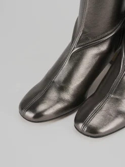 Stivaletti tacco 8cm pelle argento