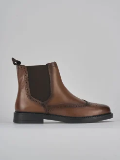 Stivaletti tacco 1cm pelle marrone