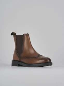 Stivaletti tacco 1cm pelle marrone