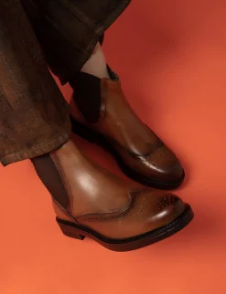 Stivaletti tacco 1cm pelle marrone