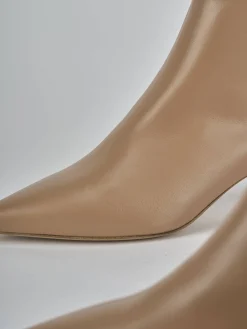 Stivaletti tacco 5cm pelle marrone