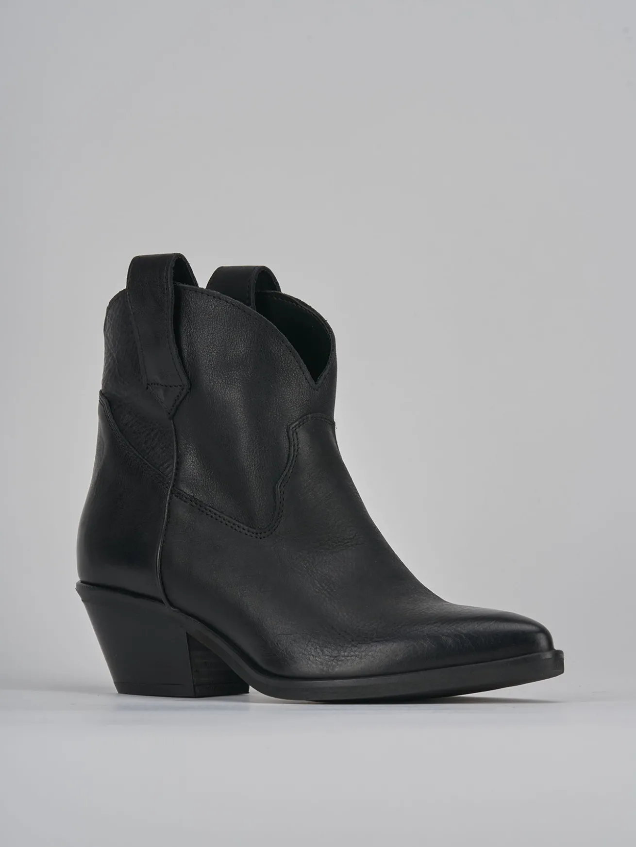 Stivaletti tacco 4cm pelle nero