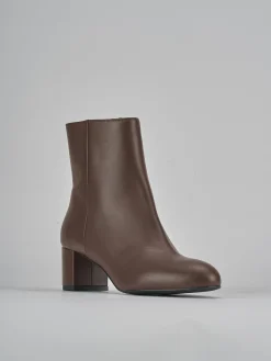 Stivaletti tacco 6cm pelle marrone