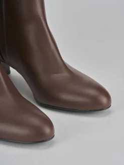 Stivaletti tacco 6cm pelle marrone