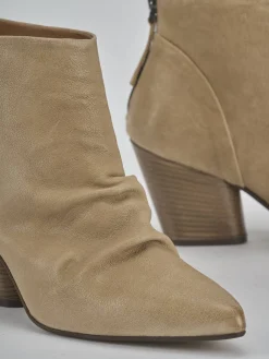 Stivaletti tacco 7cm pelle beige