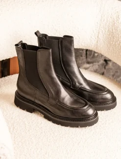 Stivaletti tacco 3cm pelle nero