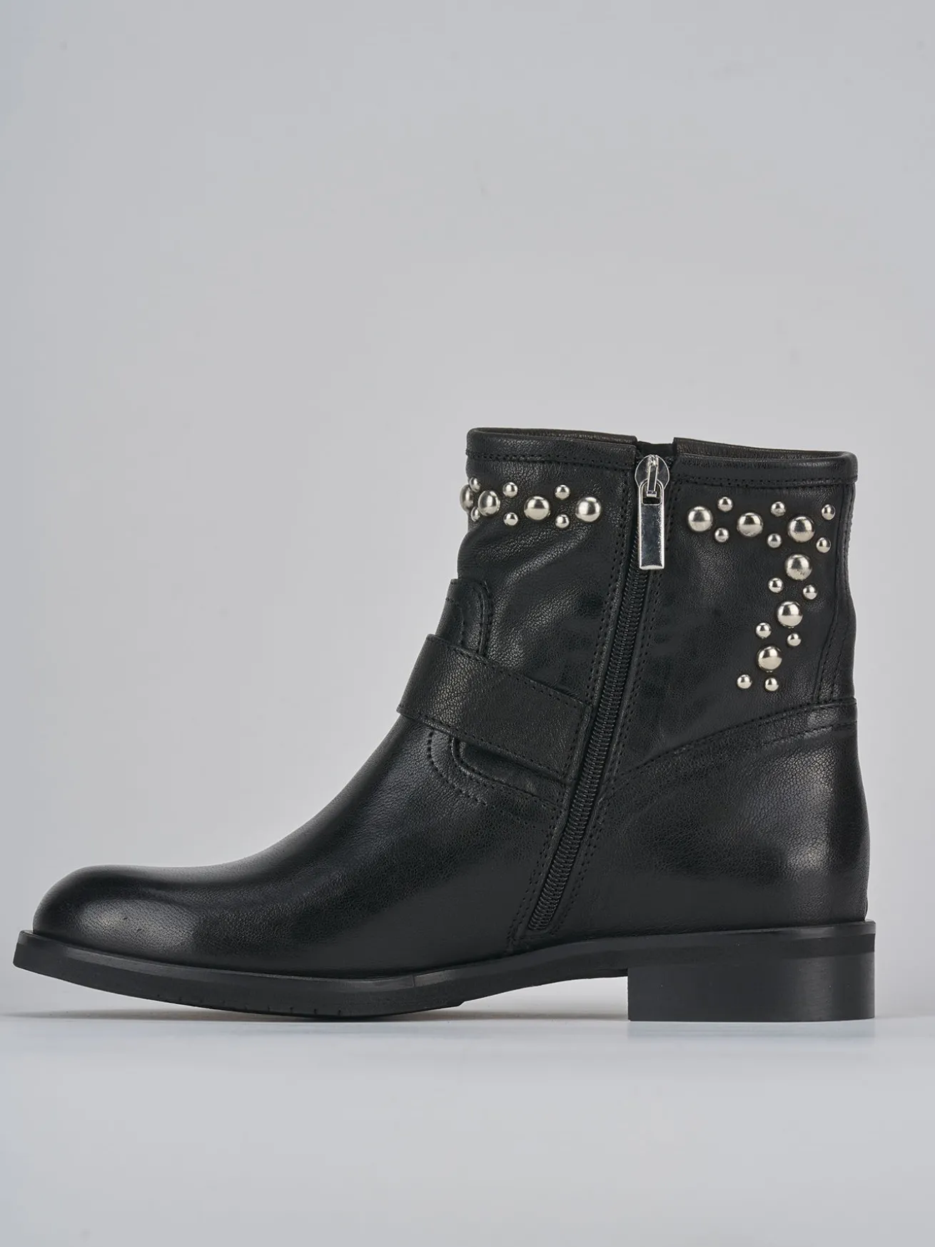 Stivaletti tacco 1cm pelle nero