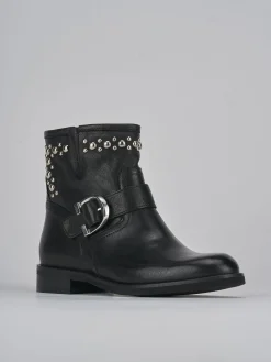 Stivaletti tacco 1cm pelle nero