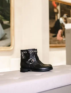 Stivaletti tacco 1cm pelle nero