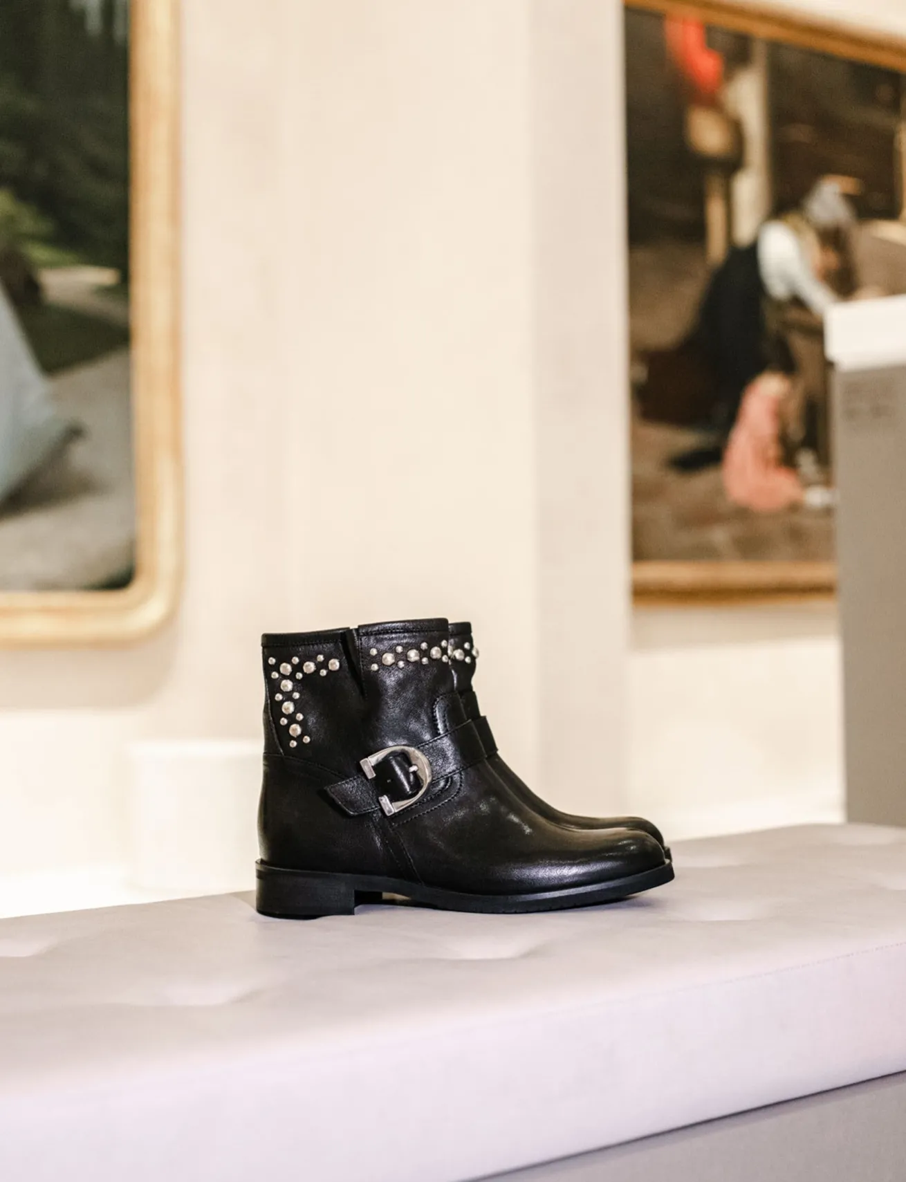 Stivaletti tacco 1cm pelle nero