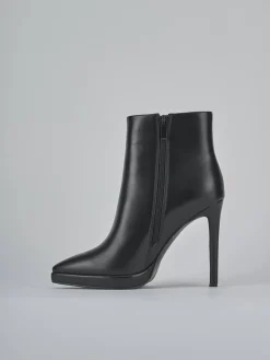 Stivaletti tacco 10cm pelle sostenibile nero