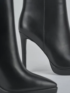 Stivaletti tacco 10cm pelle sostenibile nero