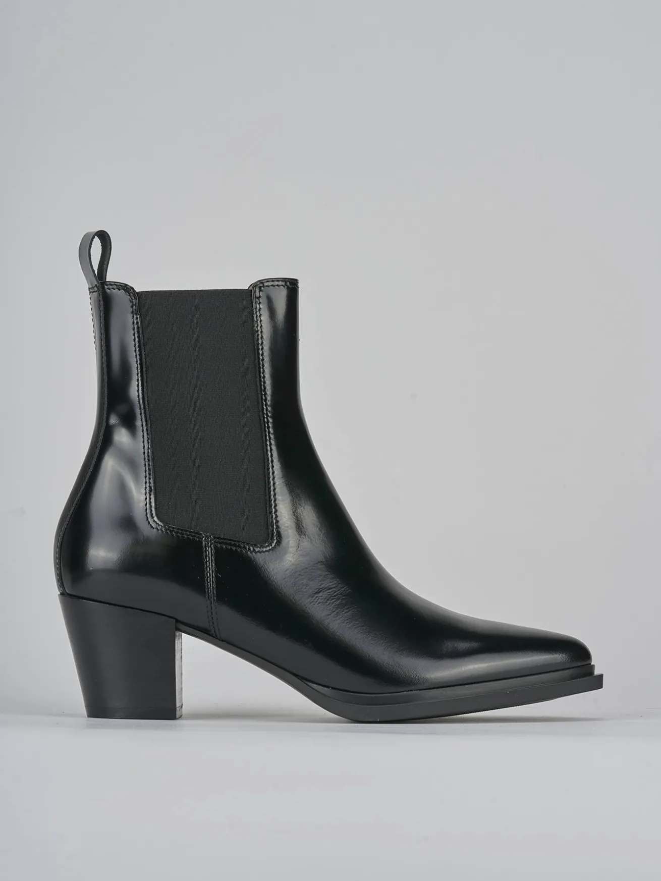 Stivaletti tacco 6cm pelle nero